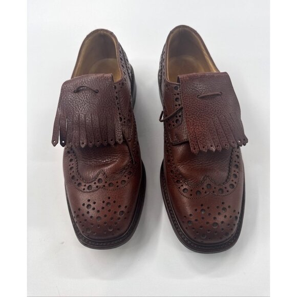 PARABOOT Dress Shoes Mens 7 Brown Wingtip Flap Cuir Cousu Goodyear France - Picture 2 of 15